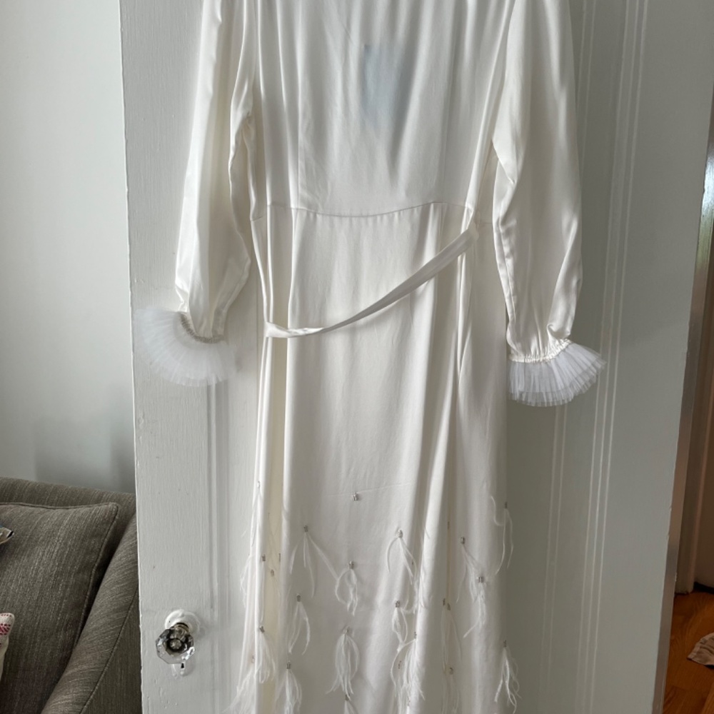 NWT Hill House Dolly Robe Dress | Silk Bridal Robe with Feathers - Picture 6 of 7